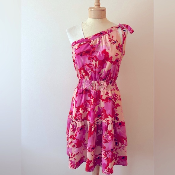 Prettygarden Dresses & Skirts - PRETTYGARDEN One-Shoulder Pink Floral Dress S